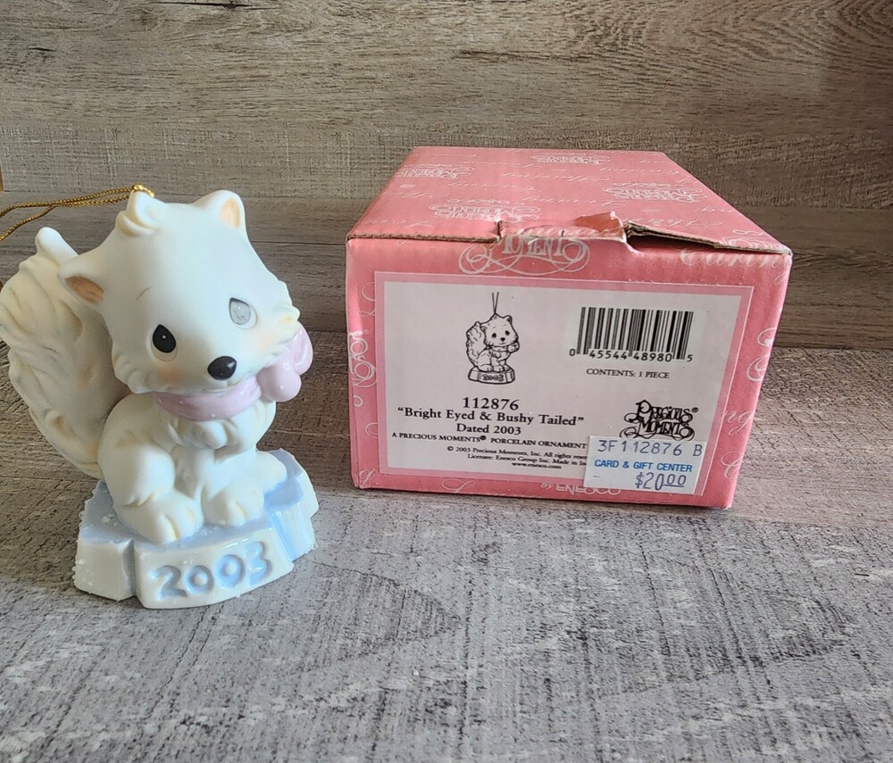 Precious Moments Figurine Ornament “Bright Eyed & Bushy Tailed” Dated 2003 w Box
